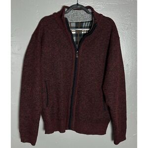 Vcansion Men's 1/2 Zip Maroon Long Sleeve Sweater  Size L Cashmere/cotton